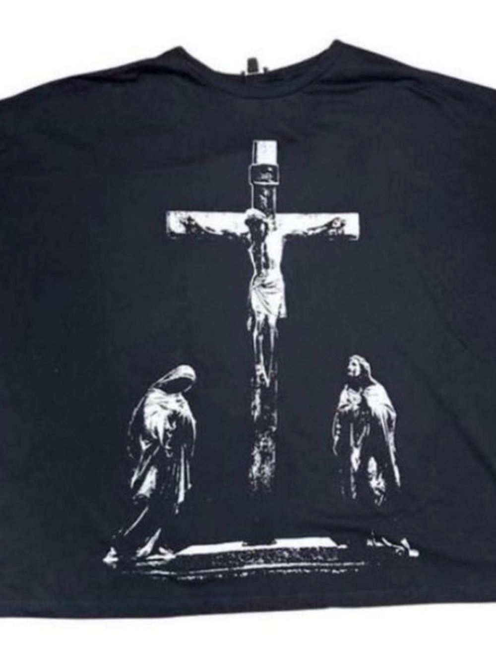 Black Short-Sleeve Graphic Crucifix Tee